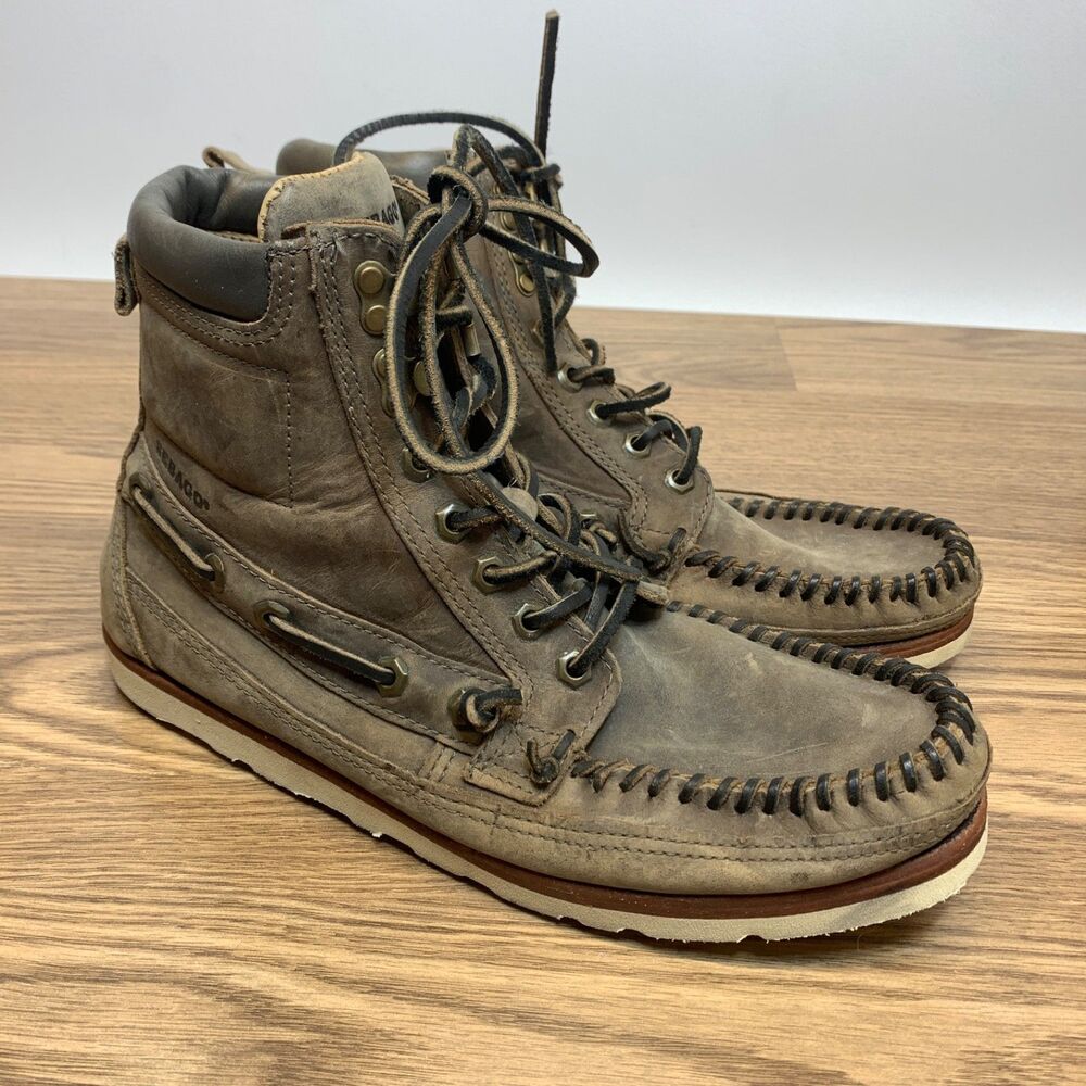 Sebago Westerly Moc Toe Leather Boots US Mens Size 9‎ Vibram Brown 209215